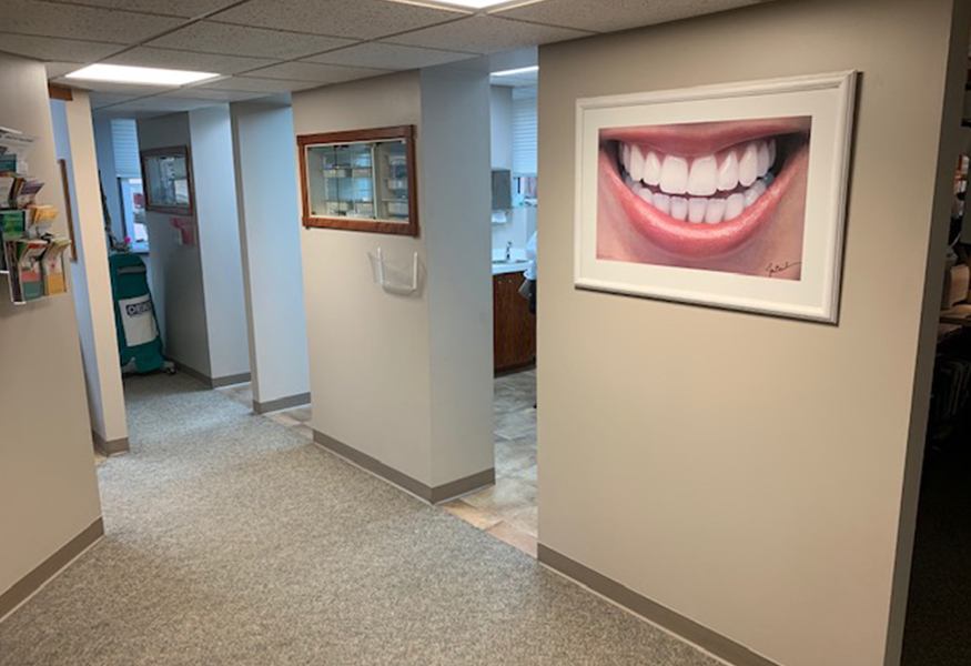 Hallway to dental treatment rooms